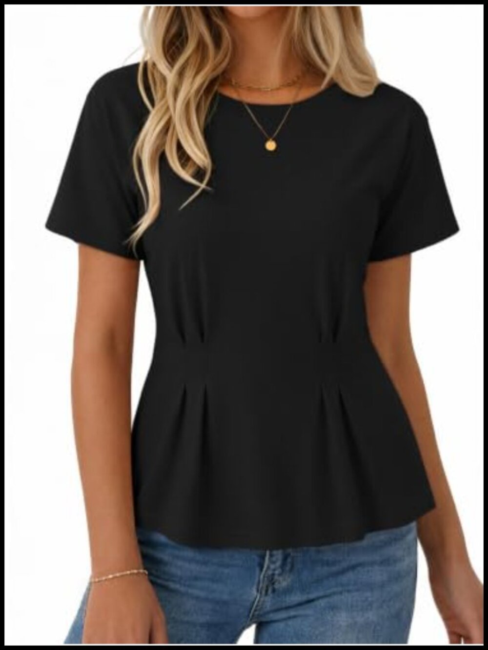 Women's Peplum Babydoll T-Shirt Short Sleeve Crew Neck Casual Summer Top